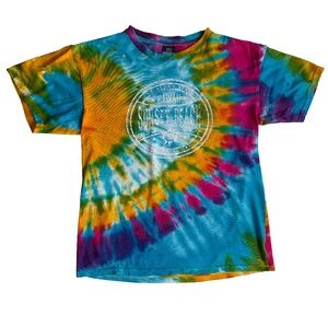 100% Cotton Tie Dye T-Shirt with Graphic Hawaii Sunset Beach